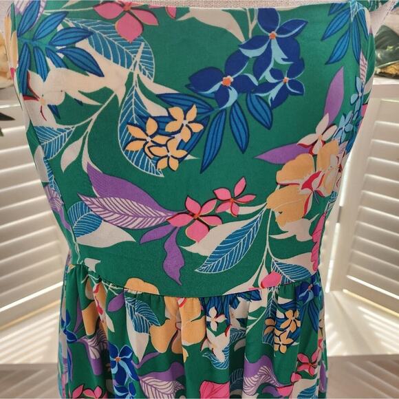 BOUTIQUE GREEN NWOT FLORAL RUFFLE PEPLUM LINED MAXI DRESS MULTIPLE SIZES - Picture 3 of 9